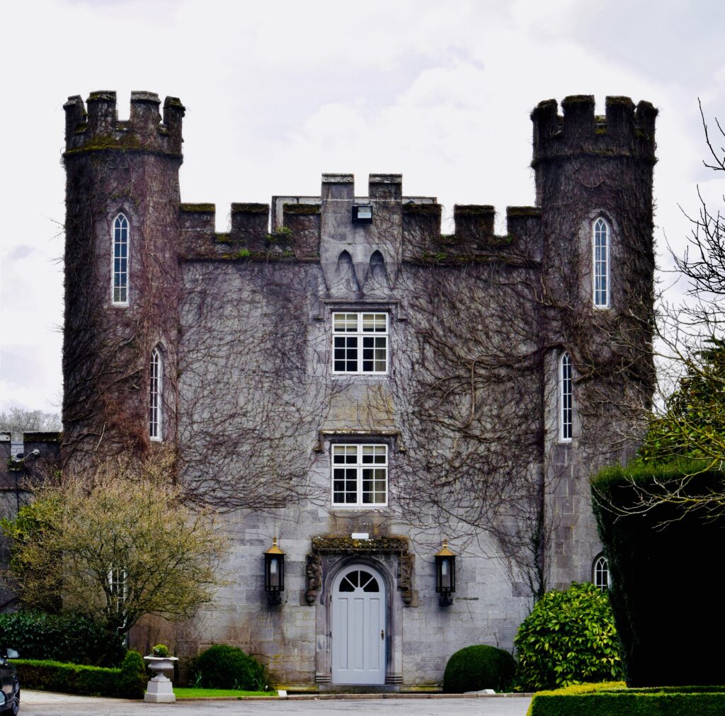 Dromoland, Stone castle with vines growing on it.  Ireland