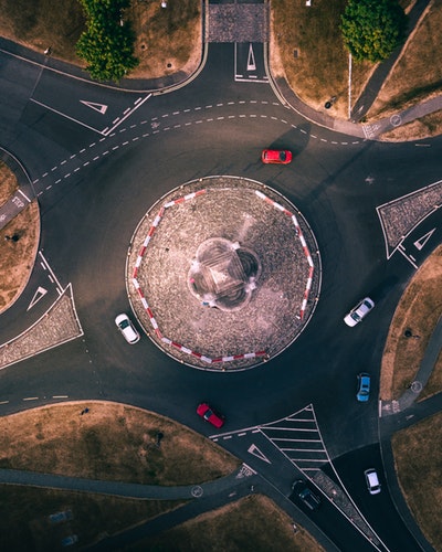 Ariel view of a roundabout