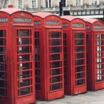 Red phone booths in London