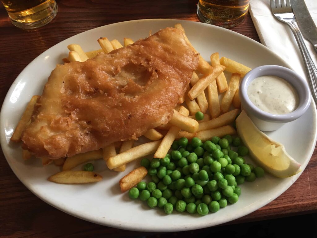 Fish and Chips with Peas