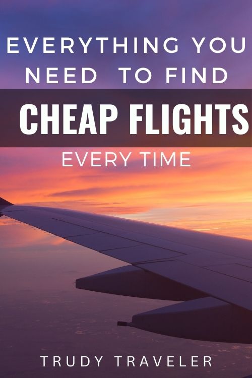 Everything You Need to Get Cheap Flights Every Time - plane wing with orange and purple sky