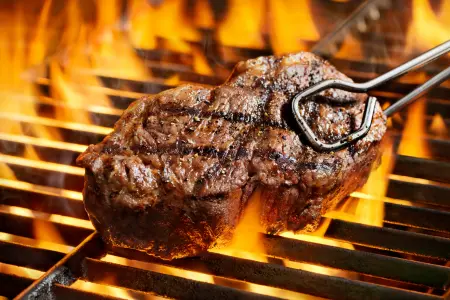 steak grilled on an open fire