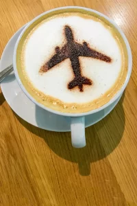 coffee with plane in the cream