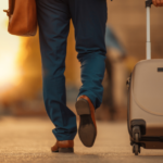 30 Must-Have Travel Accessories for Men - view of man walking with luggage